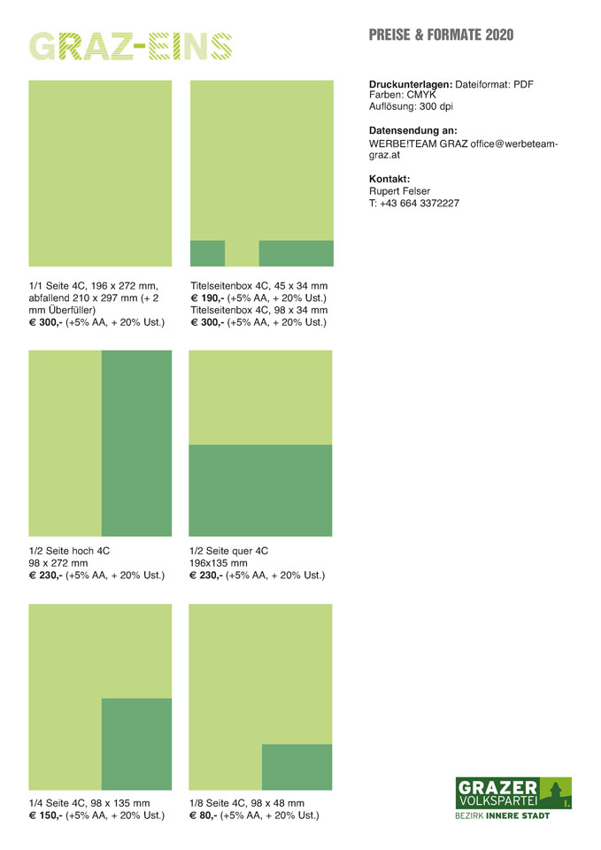 Anzeigenpreise Bezirkszeitung graz-eins